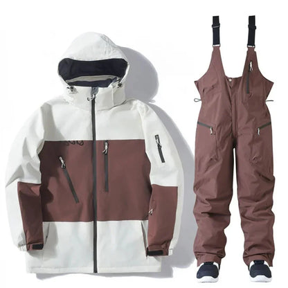 Men's Waterproof Ski Jacket & Bib Pants Set | Snowboarding Outerwear | Windproof & Insulated