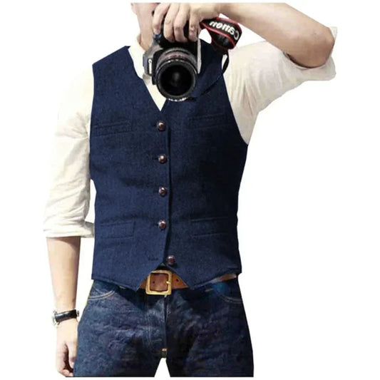 Men’s Tailored Button Vest | Slim Fit Waistcoat | Casual to Formal Layering Piece