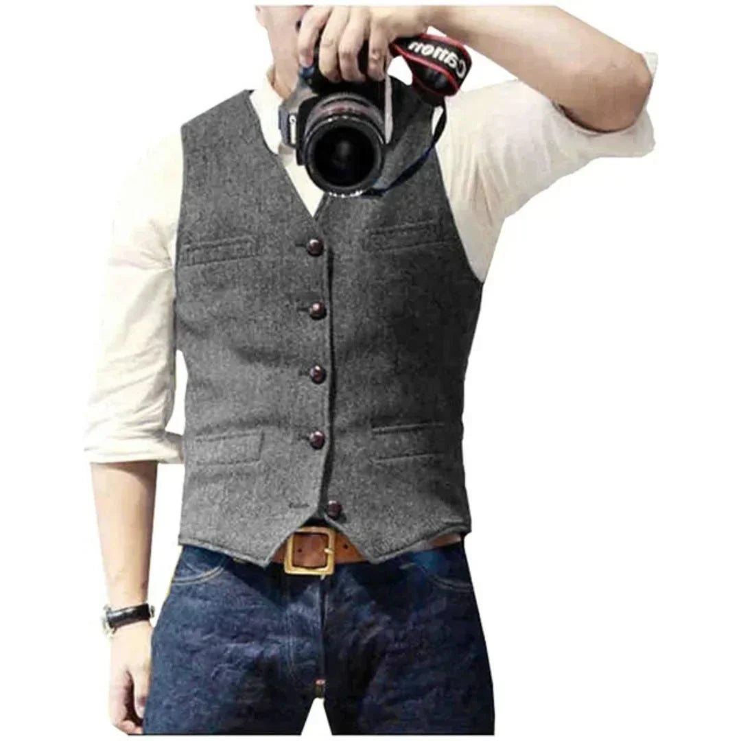 Men’s Tailored Button Vest | Slim Fit Waistcoat | Casual to Formal Layering Piece