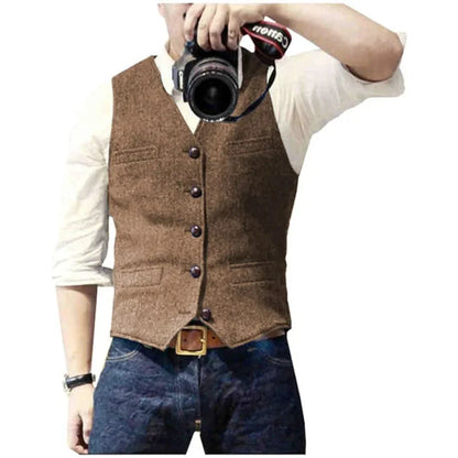 Men’s Tailored Button Vest | Slim Fit Waistcoat | Casual to Formal Layering Piece
