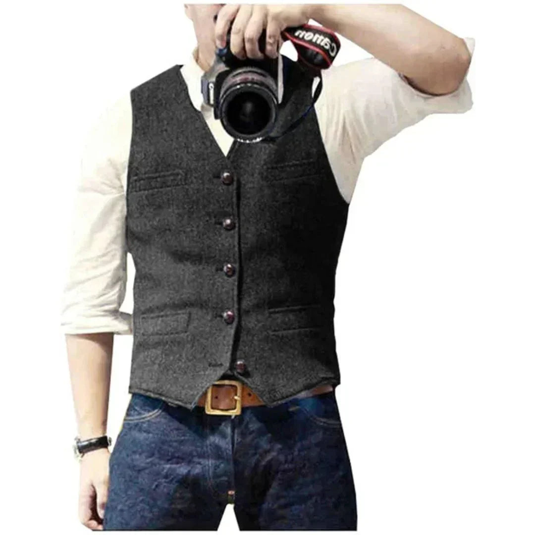 Men’s Tailored Button Vest | Slim Fit Waistcoat | Casual to Formal Layering Piece