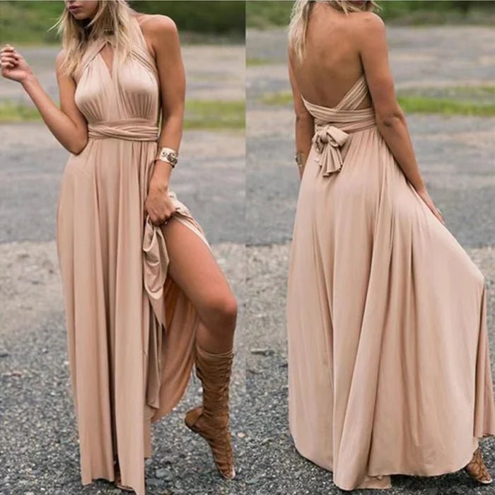 Sleeveless Backless Maxi Dress | Flowing Silhouette | Lightweight Fabric | Formal Evening Wear