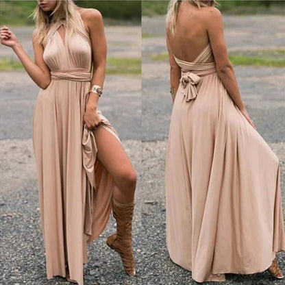 Sleeveless Backless Maxi Dress | Flowing Silhouette | Lightweight Fabric | Formal Evening Wear