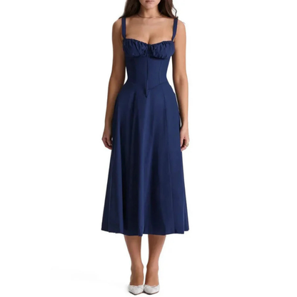 Floral Midi Sundress | Ruched Bodice & Side Slit | Adjustable Strap Fit-and-Flare