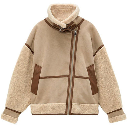Shearling-Lined Aviator Jacket | Faux Leather Accents | Warm and Chic | Winter Fashion