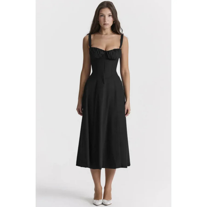 Floral Midi Sundress | Ruched Bodice & Side Slit | Adjustable Strap Fit-and-Flare