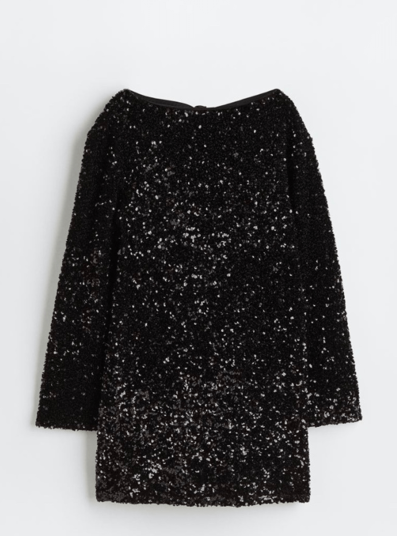 Sequin Long-Sleeve Mini Dress | Sparkling Party Look | Elegant Glam