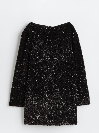 Sequin Long-Sleeve Mini Dress | Sparkling Party Look | Elegant Glam
