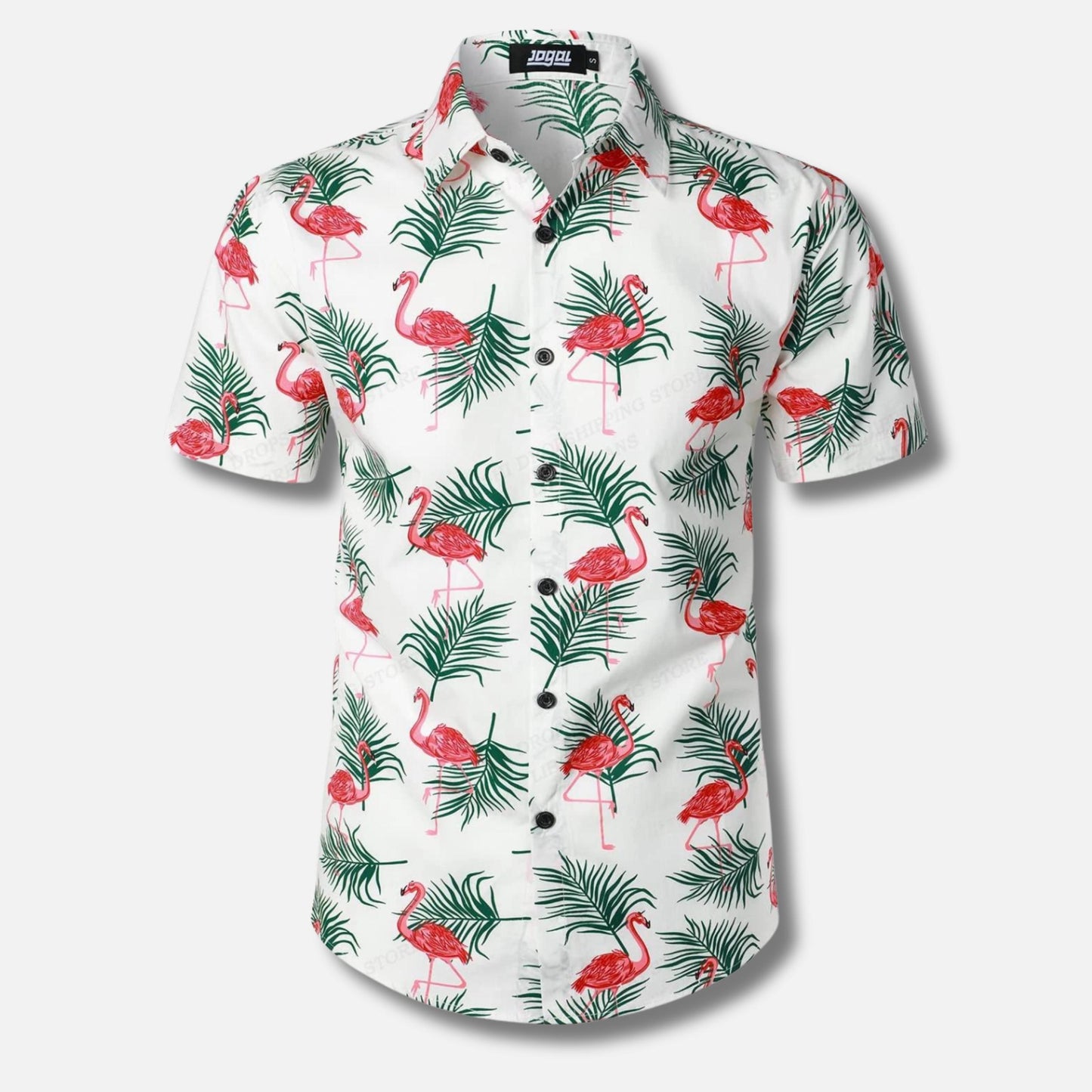 Men's Short Sleeve Button-Up Shirt | Lightweight Cotton Blend | Tropical Floral Print