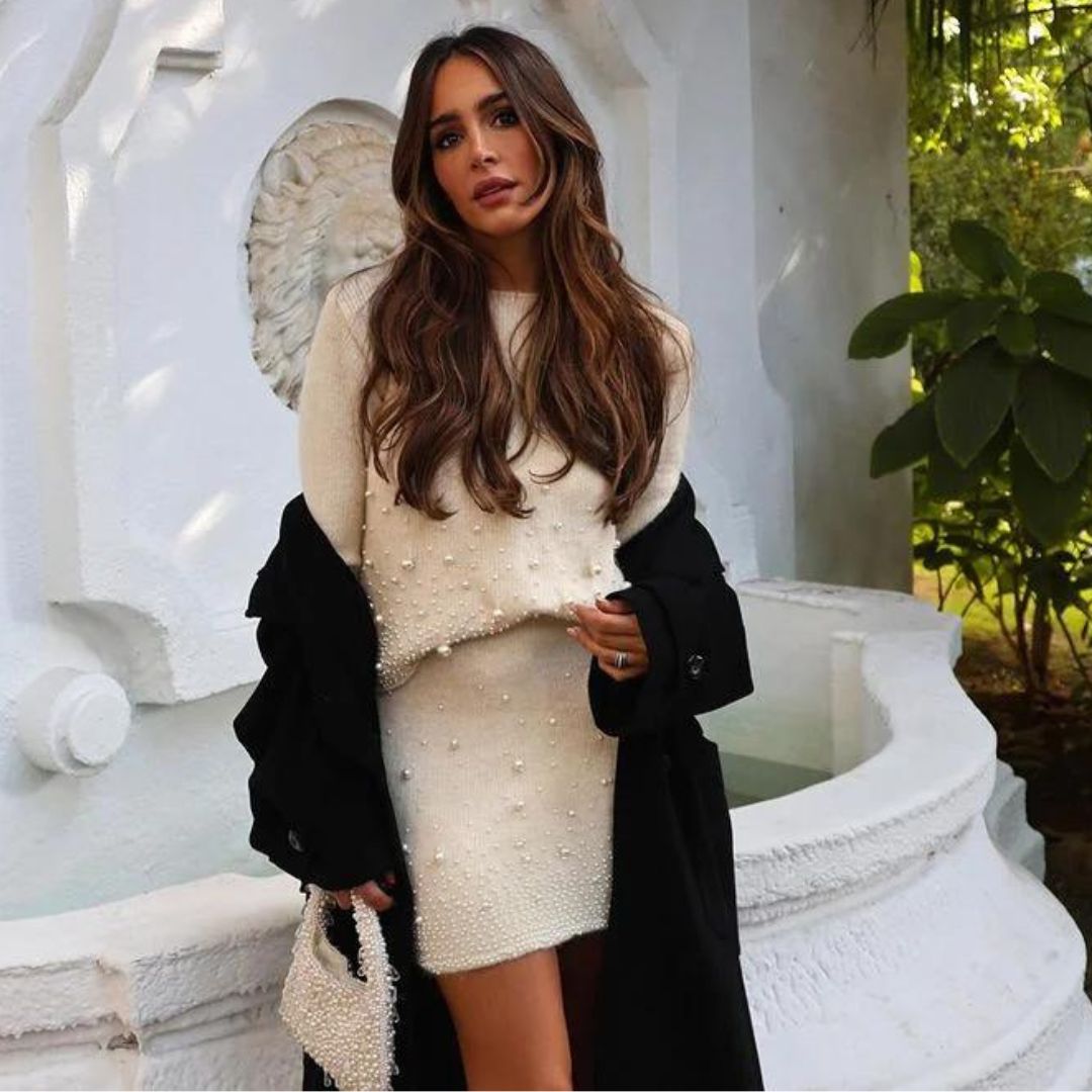 Two-Piece Sweater and Skirt Set | Soft Knit Texture | Chic Winter Wear