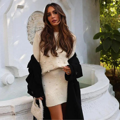 Two-Piece Sweater and Skirt Set | Soft Knit Texture | Chic Winter Wear