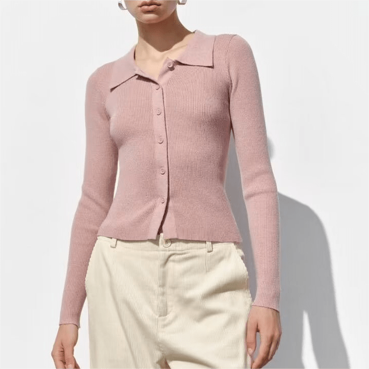 Collared Button-Down Cardigan | Slim Fit | Soft and Elegant