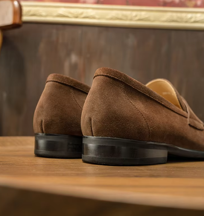 Men’s Suede Penny Loafers | Classic Slip-On Dress Shoes | Soft Comfort Sole