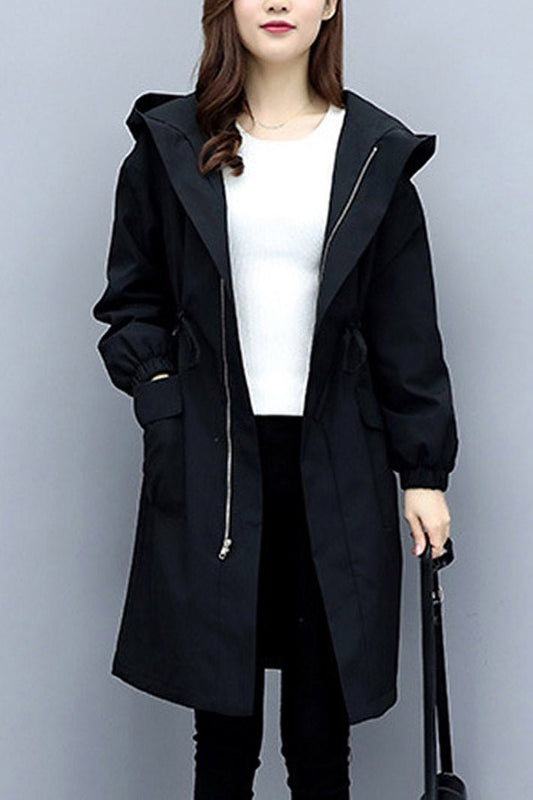 Fleece-Lined Hooded Jacket | Water-Resistant Design | Black | Casual Weather Protection