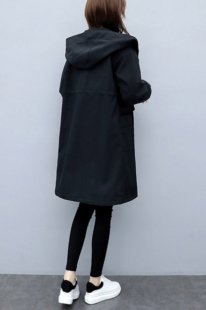 Fleece-Lined Hooded Jacket | Water-Resistant Design | Black | Casual Weather Protection
