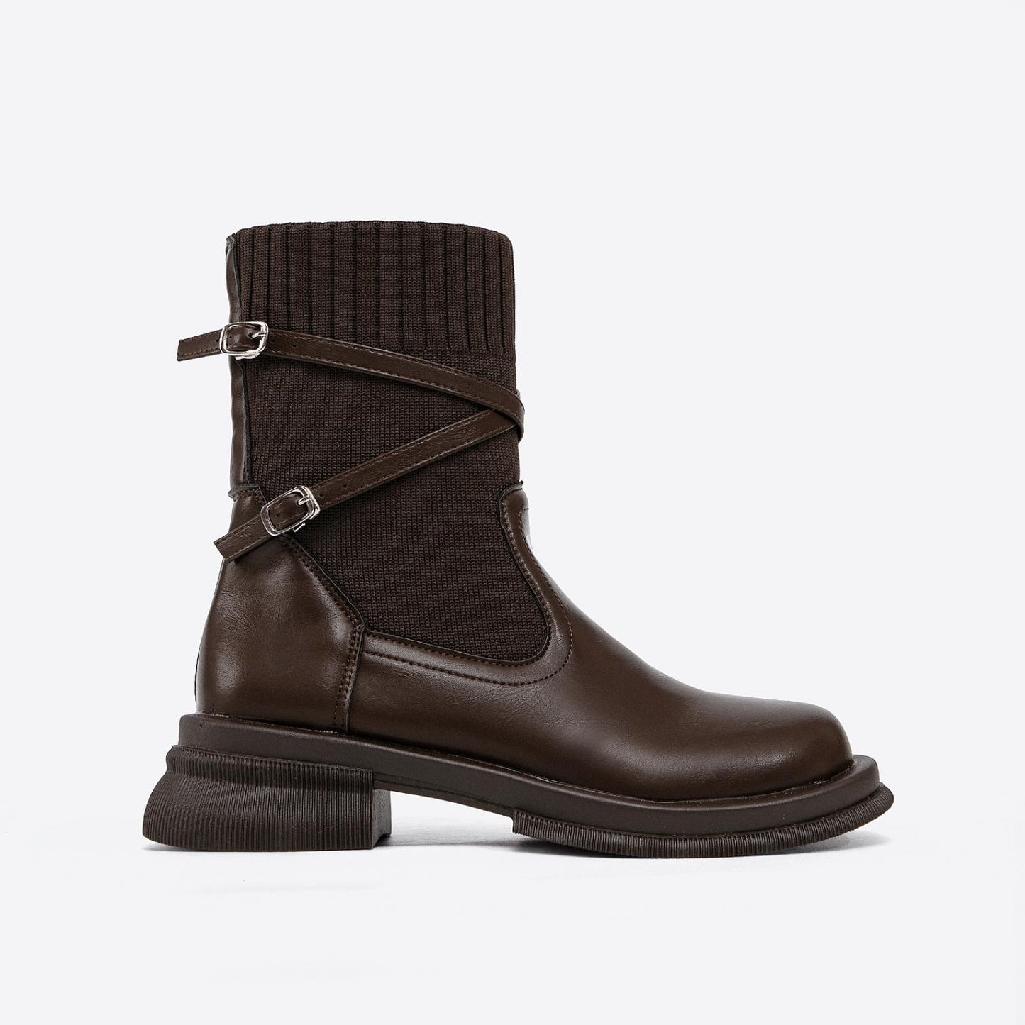 Ribbed Sock Ankle Boots | PU Leather | Chunky Sole | Trendy Fall & Winter Footwear