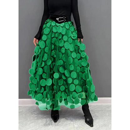 3D Appliqué Mesh Skirt | Voluminous Statement Tulle | High-Waist Layered Design