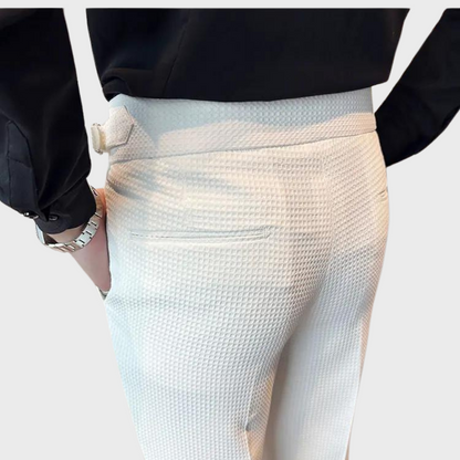 High-Waisted Dress Trousers | Pleated Front with Side Buckle Tabs