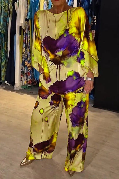 Satin Floral Two-Piece Set | Relaxed Fit | Bold Print