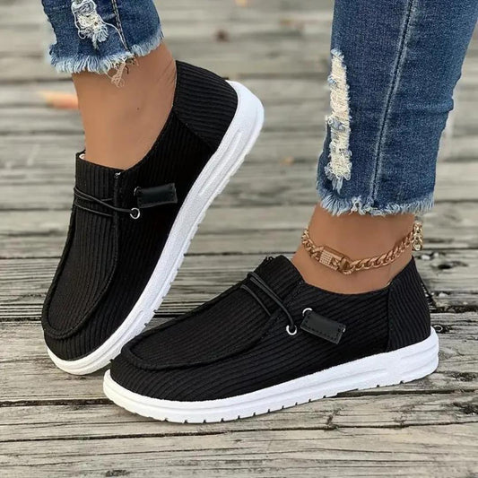 Slip-On Ribbed Walking Shoes | Lightweight Cushioned Sole | Everyday Comfort Sneakers