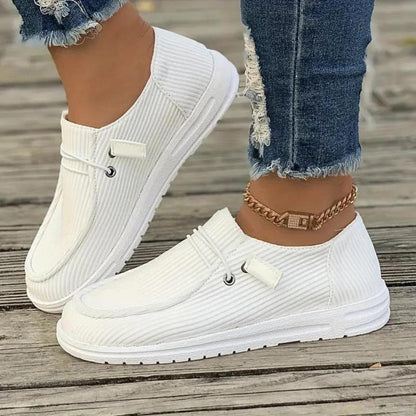 Slip-On Ribbed Walking Shoes | Lightweight Cushioned Sole | Everyday Comfort Sneakers