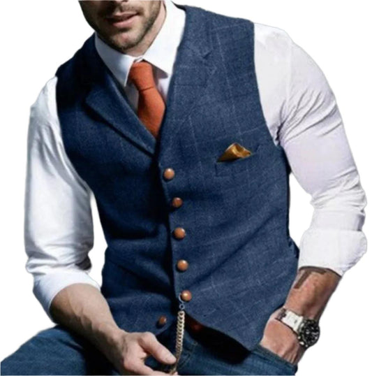 Men’s Slim Fit Formal Vest | Textured Weave | Button Front Waistcoat