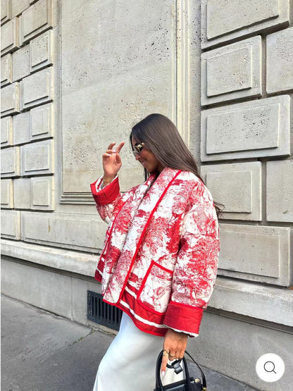 Statement Quilted Jacket | Artistic Print Design | Lightweight & Stylish | Casual Layer
