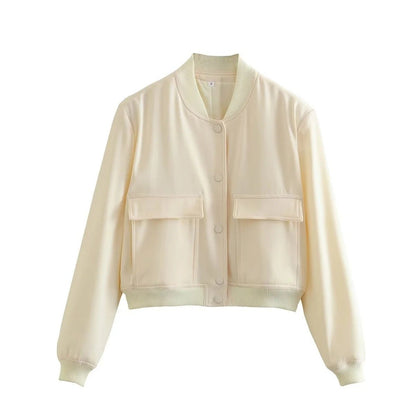 Cropped Bomber Jacket | Minimalist Design | Lightweight Layer | Streetwear Essential