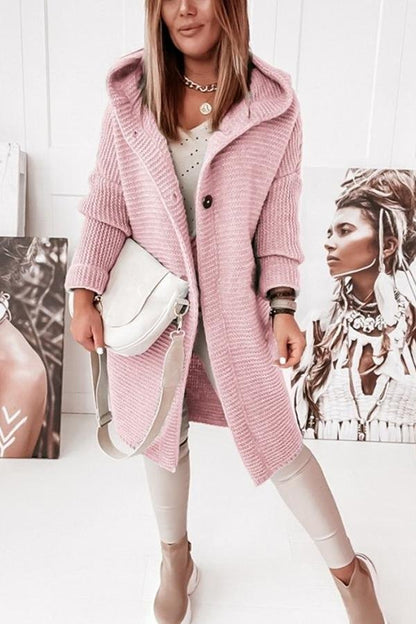 Chunky Knit Cardigan | Hooded Design | Soft Acrylic Blend | Casual Everyday Layer