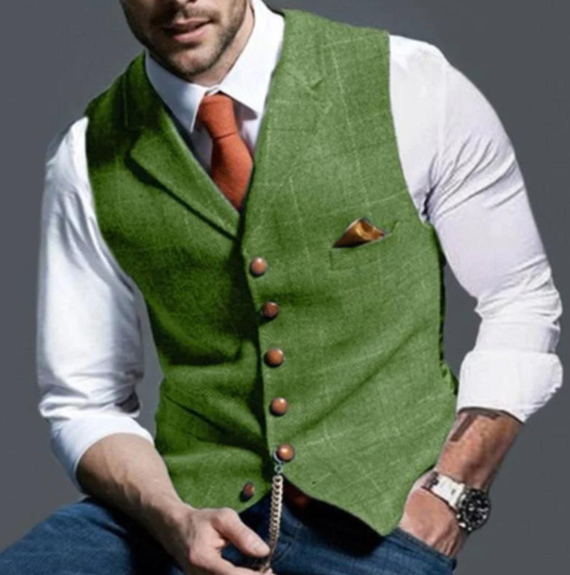 Men’s Slim Fit Formal Vest | Textured Weave | Button Front Waistcoat