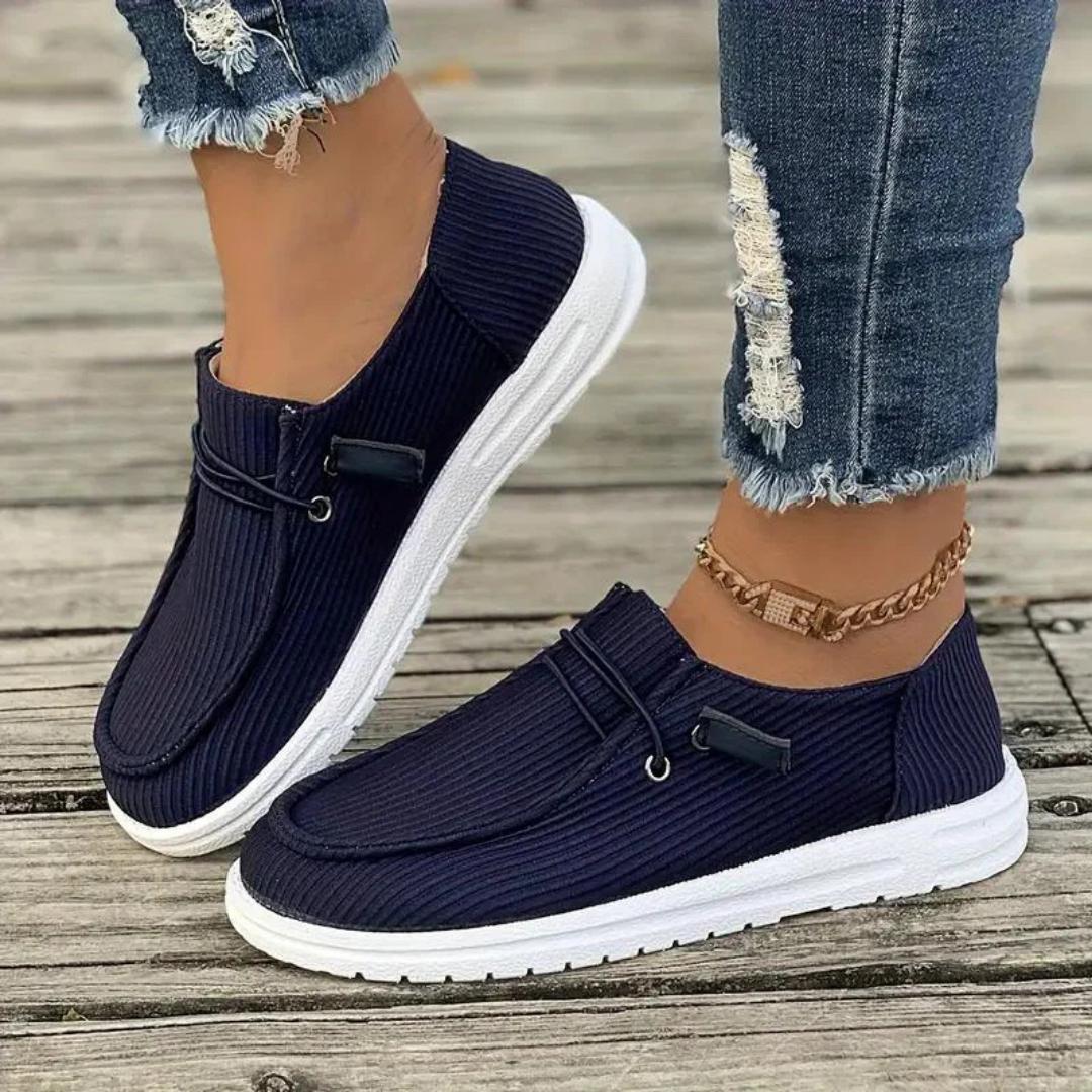 Slip-On Ribbed Walking Shoes | Lightweight Cushioned Sole | Everyday Comfort Sneakers