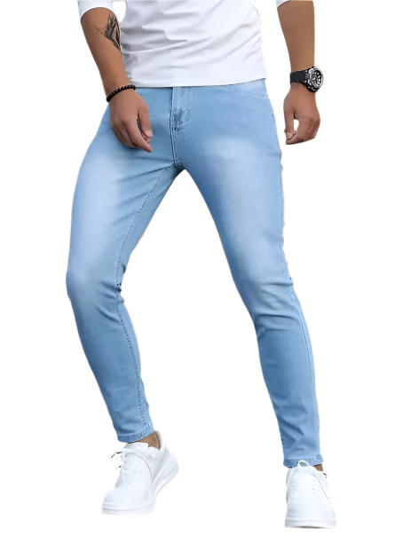Men's Skinny Stretch Jeans | Light Wash Denim | Tapered Fit