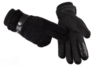 Men's Faux Leather Winter Gloves | Fleece-Lined | Buckle Strap & Quilted Detail