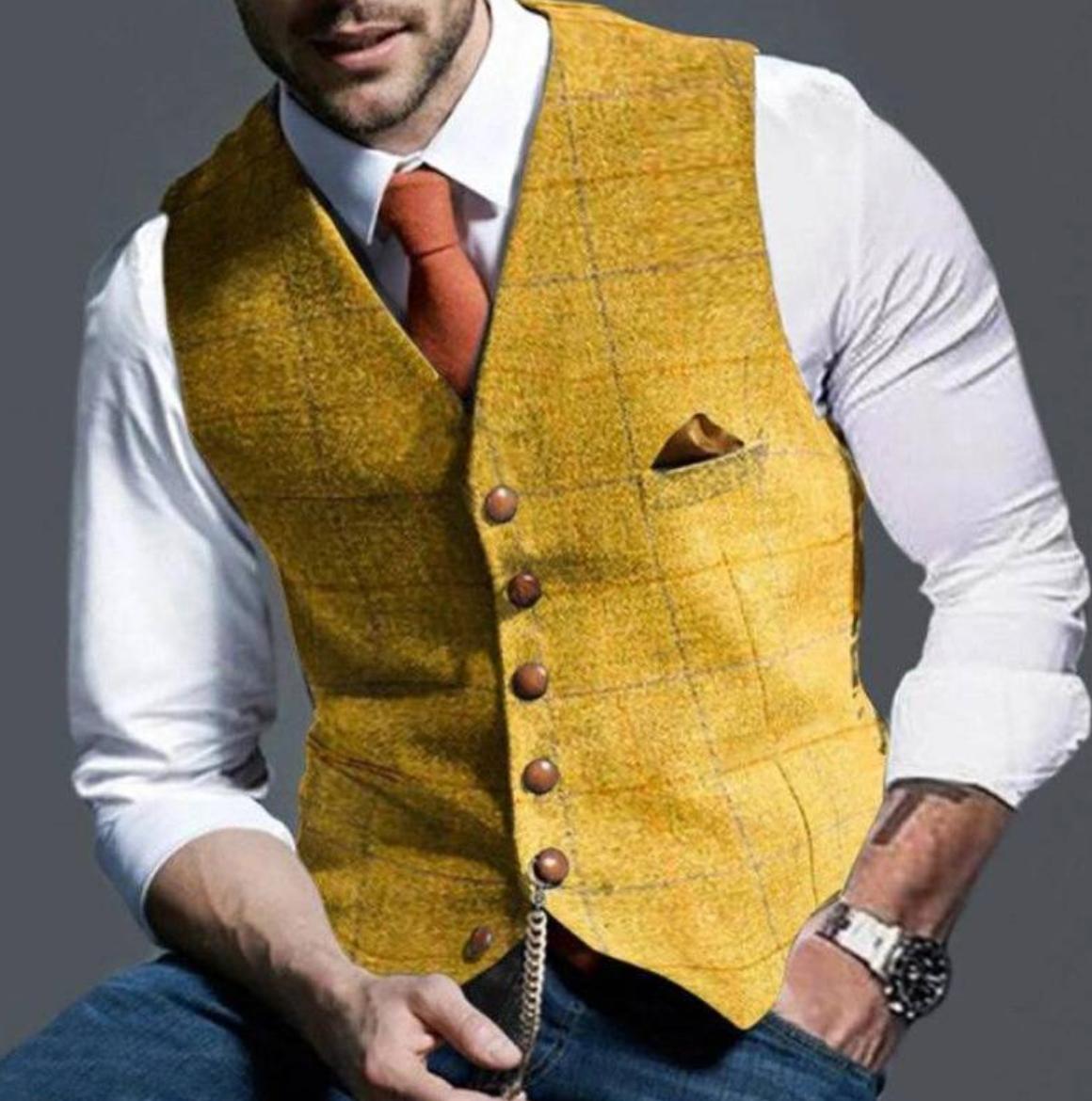 Men’s Slim Fit Formal Vest | Textured Weave | Button Front Waistcoat