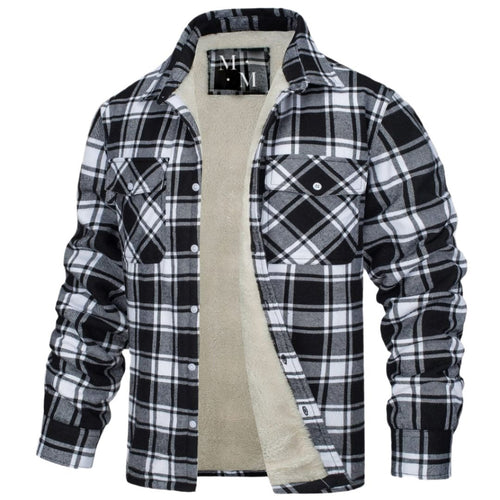 Men's Sherpa-Lined Flannel Jacket | Button-Up Shacket | Warm Plaid Outerwear