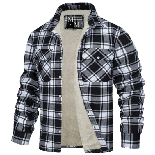 Men's Sherpa-Lined Flannel Jacket | Button-Up Shacket | Warm Plaid Outerwear