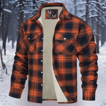Men's Sherpa-Lined Flannel Jacket | Button-Up Shacket | Warm Plaid Outerwear