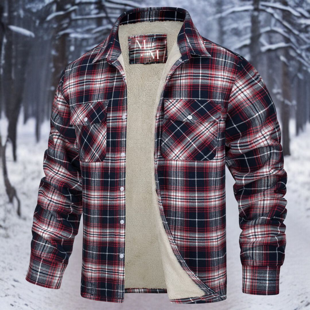 Men's Sherpa-Lined Flannel Jacket | Button-Up Shacket | Warm Plaid Outerwear