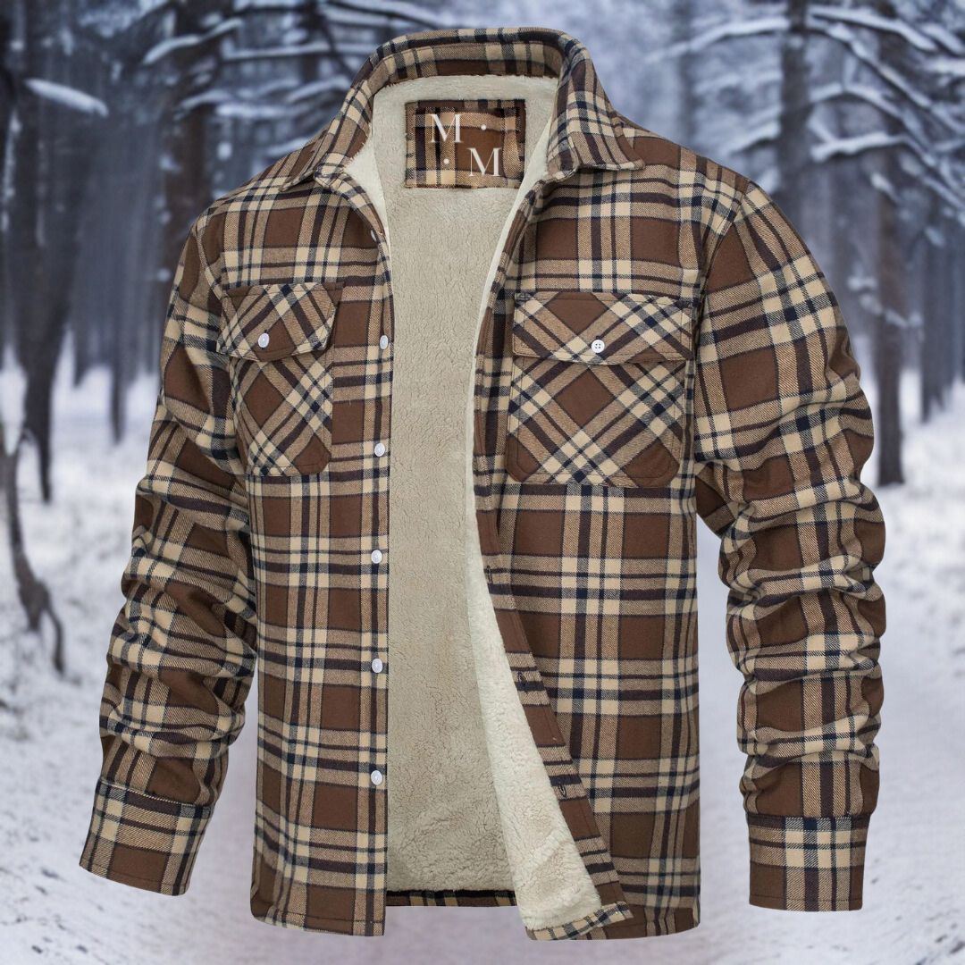 Men's Sherpa-Lined Flannel Jacket | Button-Up Shacket | Warm Plaid Outerwear