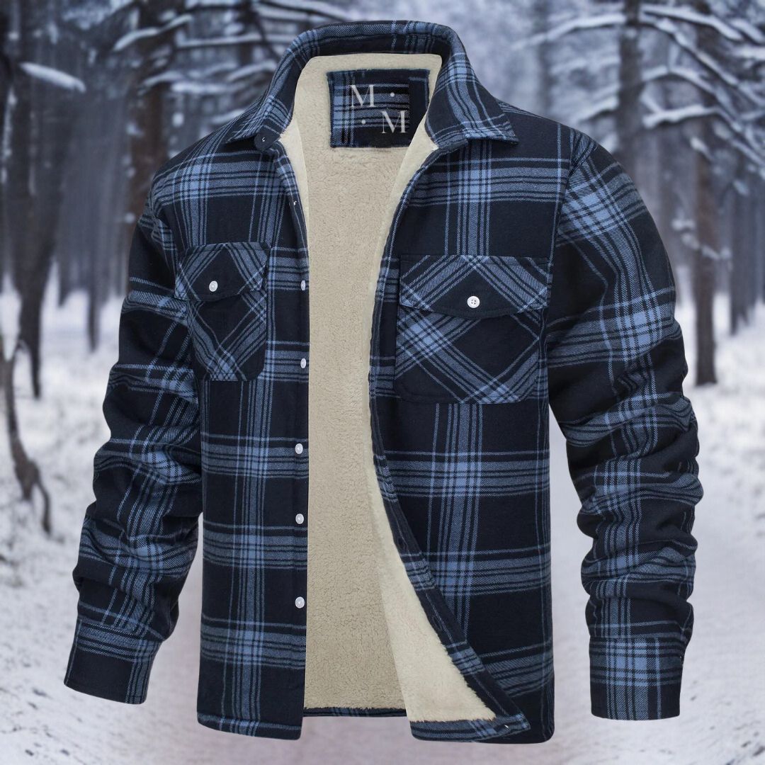 Men's Sherpa-Lined Flannel Jacket | Button-Up Shacket | Warm Plaid Outerwear