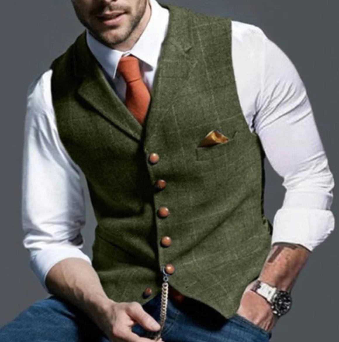 Men’s Slim Fit Formal Vest | Textured Weave | Button Front Waistcoat