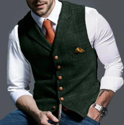 Men’s Slim Fit Formal Vest | Textured Weave | Button Front Waistcoat