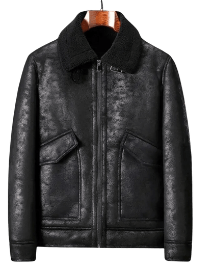 Men's Shearling Aviator Jacket | Genuine Leather | Warm Lined | Classic Flight Style
