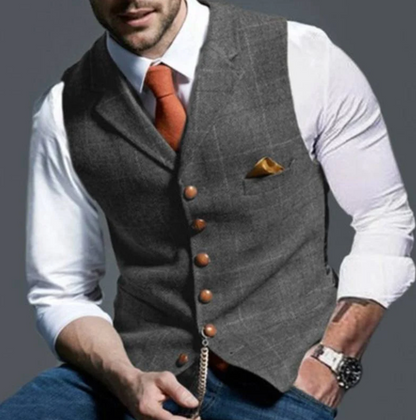 Men’s Slim Fit Formal Vest | Textured Weave | Button Front Waistcoat