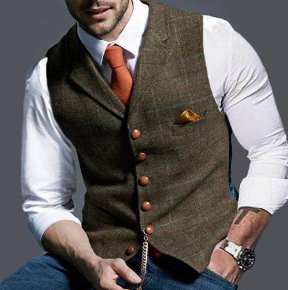 Men’s Slim Fit Formal Vest | Textured Weave | Button Front Waistcoat