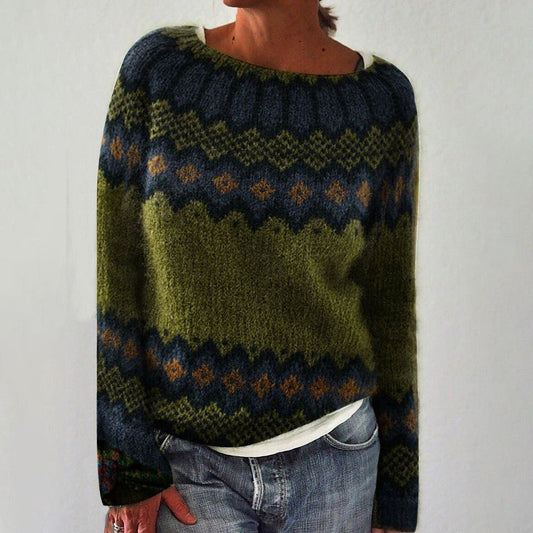 Fair Isle Knit Pullover Sweater | Soft Brushed Texture | Relaxed Fit