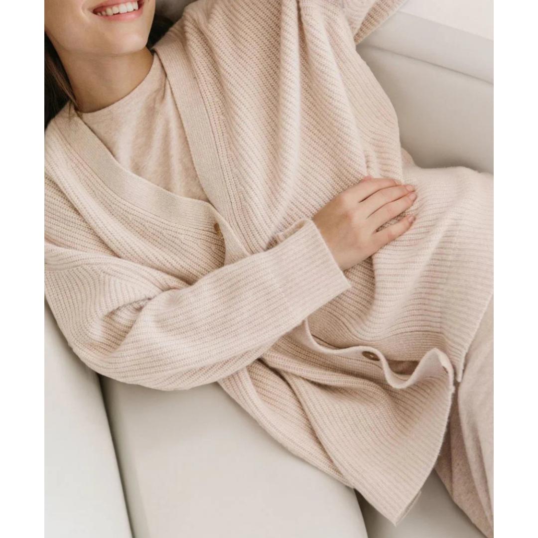 Ribbed Knit Button Cardigan | Relaxed Fit with Drop Shoulders | Soft Casual Layer