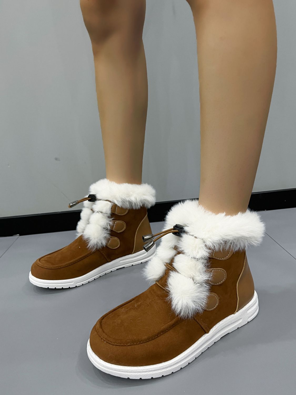 Winter Fur-Lined Ankle Boots | Faux Suede | Warm Plush Interior | Snow-Ready
