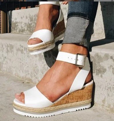 Platform Wedge Sandals | Ankle Strap Design | Cork Sole Base