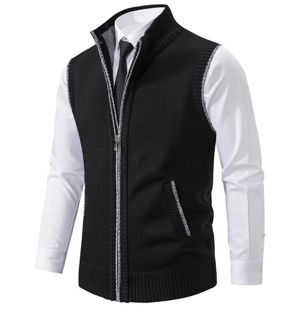 Men’s Tweed Knit Vest | Sleeveless Zip-Up Gilet | Business Casual Layer